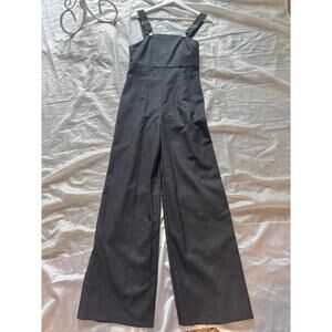 Forever 21 Womens Sz Small  Jumpsuit Gray Pin-Striped Wide Leg Good Quality